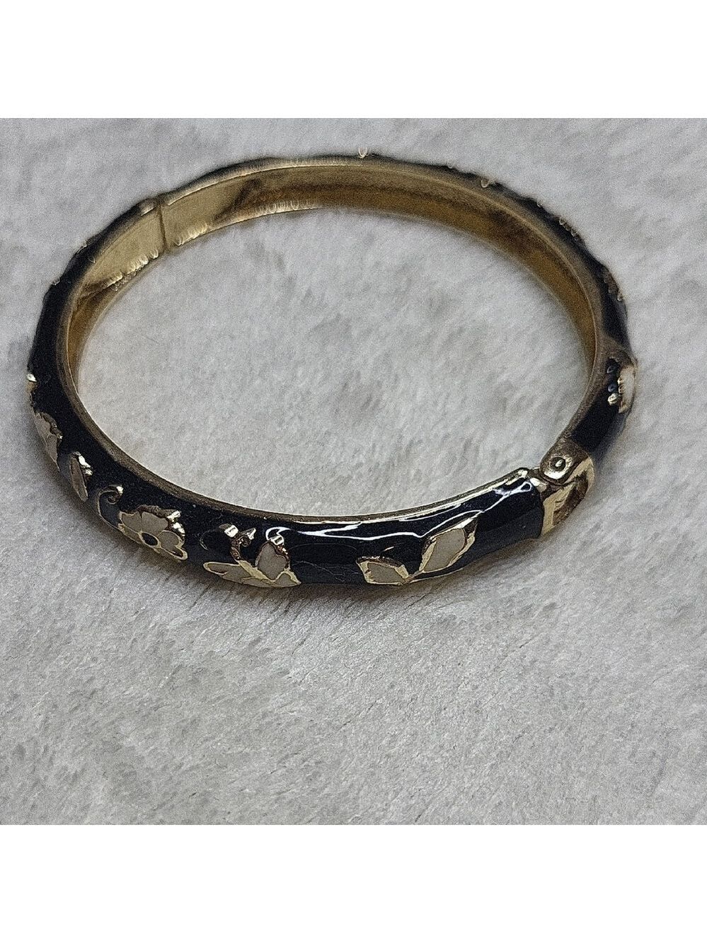 Black Enamel Bangle Bracelet
